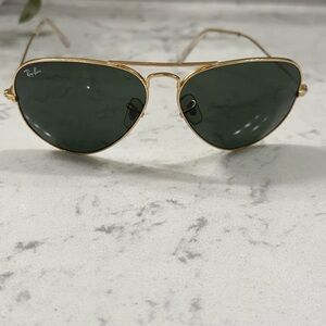 Ray-Ban Gold Frame Sunglasses with Dark Lenses
